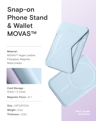 Image of MOFT Magnetic Wallet Stand Compatible with iPhone 16 /15 /14 /13 /12 Series, Angle Adjustment & MOVAS Phone Stand, Light Soothing Mist