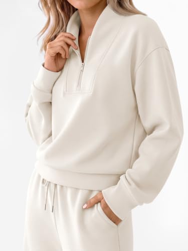 EFAN Womens Sweatsuits 2 Piece Lounge Sweat Sets Modal Blend Tracksuits | Comfort stretch fabric, airport travel outfits, matching set, mock neck half zip pullover sweatshirt, fall loungwear 2026 - image 5