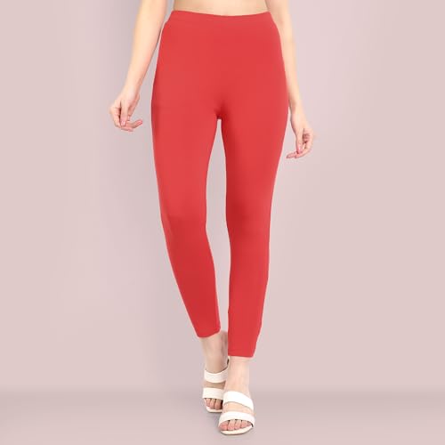 Image of ONE SKY Women Ankle Length Leggings | Premium Cotton Modal Spandex Blend | High Waist Stretchable & Bio-Washed Fabric | Colour-Lock | Ethnic Leggings for Women
