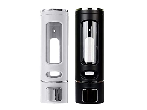 Image of EVGREF Wall Mounted Soap Dispenser Shampoo Conditioner for Bathroom Kitchen (Pack of Black and White, 400 ML Each)