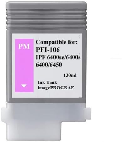 Vivid Colors VC PFI-106 Photo Magenta Ink Cartridge Tank for Canon PFI-106PM (130ml, Photo Magenta) for Canon imagePROGRAF 6400s 6400 6450 Printer.