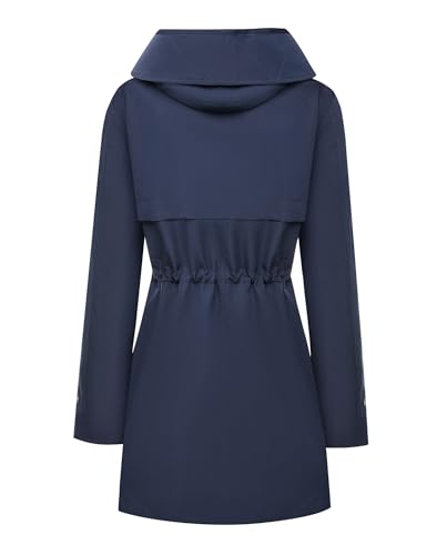 Bloggerlove Rain Jacket with Hood Waterproof Navy Blue XX-Large2