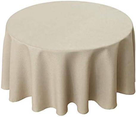 Biscaynebay Textured Fabric Round Tablecloths 60 Inches in Diameter, Natural Water Resistant Tablecloths for Dining, Kitchen, Wedding, Parties etc. Machine Washable