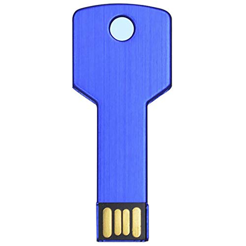 PENDRIVE USB metal llave 32 64 GB 128 GB llavero memoria externa impermeable PC Laptop Notebook coche A002 (32 GB, azul)
