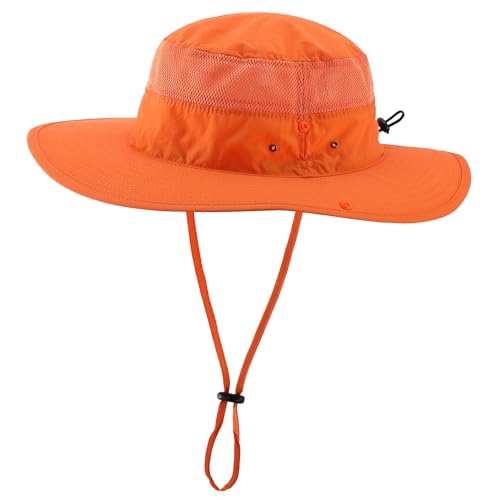 Connectyle Outdoor Mesh Sun Hat Wide Brim Sun Protection Hat Summer Fishing Hunting Hiking Gardenig Hat Orange