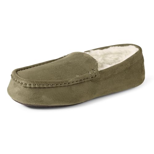 Amazon Essentials Chaussons Mocassins Homme, Olive Foncé Micro Suède, 43 EU