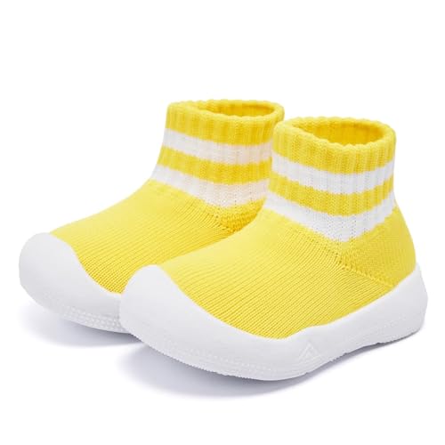 Image of Eashi Baby Boy Girl Non-Skid Indoor Infant Walking Shoes Breathable Warm Elastic Sock Shoes with Memory Sole Protect Toes Outdoor Sneakers