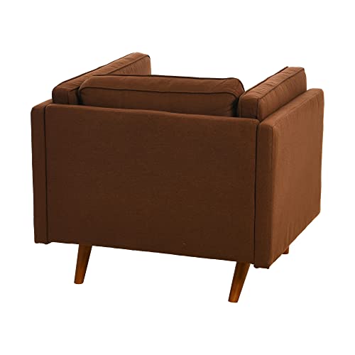 Sillón Tapizado Marrón de Tela con Patas Cónicas miniatura 4