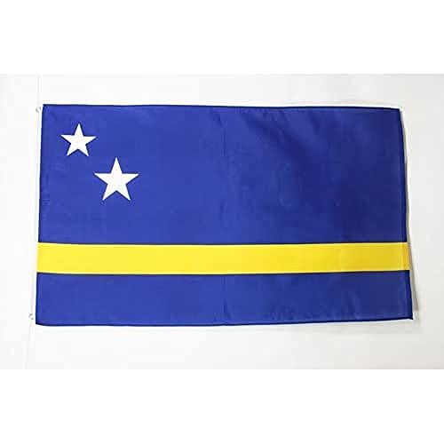 Image of AZ FLAG - Curacao Flag - 2x3 Ft - 100D Polyester Curacaoan Banner with Two Metal Grommets - Fade Resistant - Vivid Colors - 2' x 3' Feet - 90x60 Cm