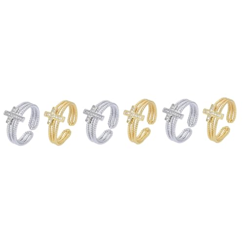 OATIPHO 3 Juegos Anillo Anillos De Envoltura Ajustables Anillos Para Mujer Joyas De Anillo Anillos Ajustables Anillos Mujer Anillos De Dedo Anillos Cruzados Circón 2 Piezas * 3