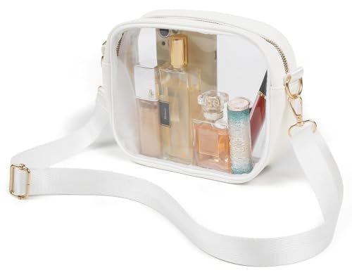 Clear Bag Stadium Approved, Small Clear Purse Crossbody Bag for Women & Men,Transparent Purses for Concerts Sports Events,White