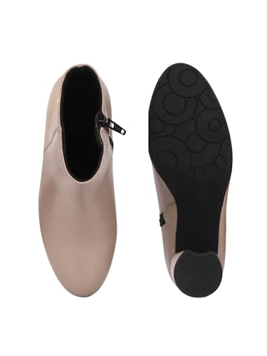 Image of Delize Off White and Grey Women, Reptile Print Leather, mid Heel Plain Ankle Boots