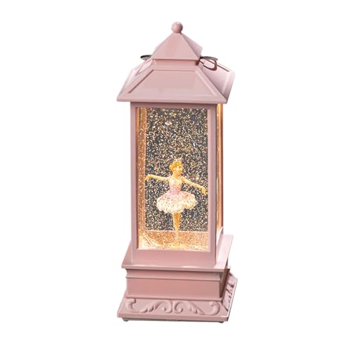 Snow Globe Lantern with Ballet Girl Ballerina Shatterproof Glitter Snowglobe 10 Songs Music Box Led Light USB & Battery Powered for Girls Gifts Birthday Home Decor Fall Decoration Pink