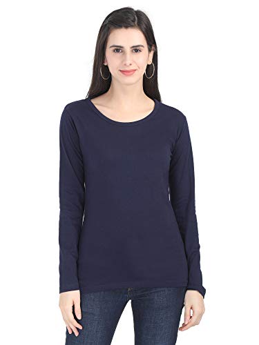 Image of FLEXIMAA Women's Cotton Plain Round Neck Full Sleeve T-Shirt