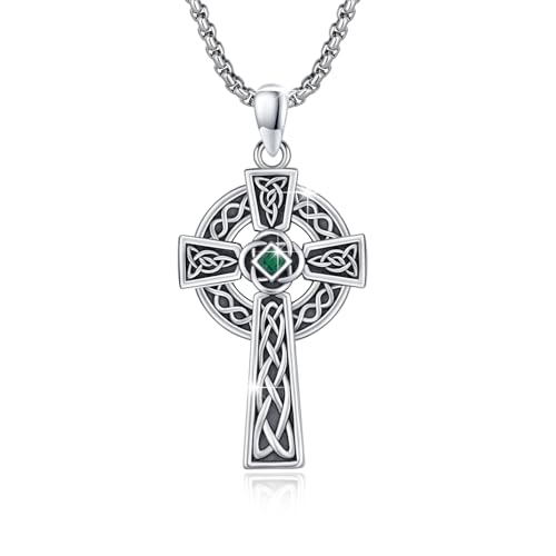 Collier médaille saint patron homme en argent 925 pendentif catholique de 31 mm