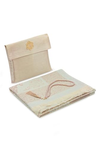 Muslim-Prayer-Rug-and-Beads-with-Elegant-Slub-Fabric-Bag-Janamaz-Sajadah-Soft-Islamic-Prayer-Rug-Islamic-Gifts-Prayer-Carpet-Mat-Taffeta-Fabric-Gold