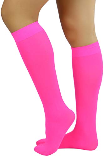 Image of ToBeInStyle Women's Opaque Knee High Nylon Fashion Socks Solid & w /Front Satin Bow
