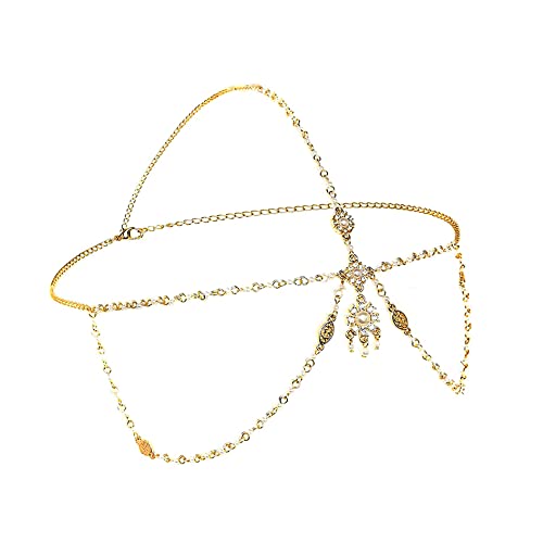 Zeyevan Cadena de cabeza bohemia dorada para festivales, bailes de graduación, bodas, para mujeres y niñas Cover