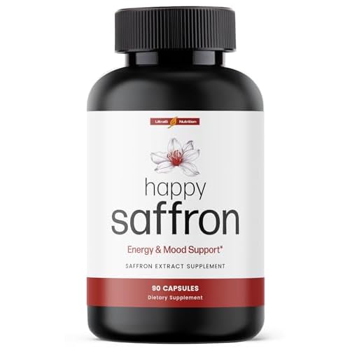 Happy Saffron Supplements – 100% Pure Saffron Extract Supplement – Mood Enhancer for Women & Men – Saffron Supplements for Eye Health Support – Saffron Supplement – Saffron Capsules – 90 Servings