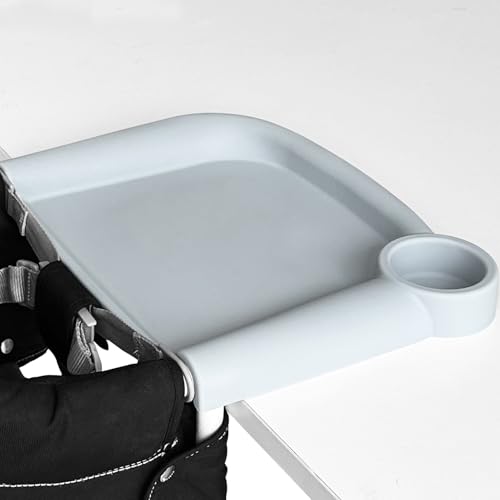 Image of Fast Baby Dining Tray Compatible with Inglesina Fast Table Chair and for Chicco Fastlock Hook-on Chair-Soft Silicone Material Durable and Easy to Clean (Gray)