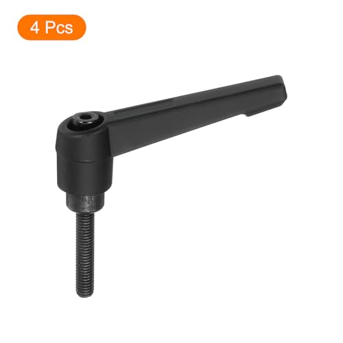 Image of uxcell 4Pcs M5 x 25mm Adjustable Knobs Handle Male Thread Push Button Ratchet Quick Release Locking Rotating Bolt for Lathe Machinery, Black