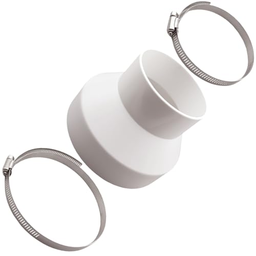 Duct Reducer,PVC Duct Adapter,6 to 4 Inch PVC Duct Reducer/Increaser for Inline Ventilation System With 2PCS Hose Clamps (6 to 4 Inch)