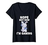 Photo Gallery donna carino coniglio nope not now i m gaming rabbit lover maglietta con collo a v Photo Gallery donna carino coniglio nope not now i m gaming rabbit lover maglietta con collo a v