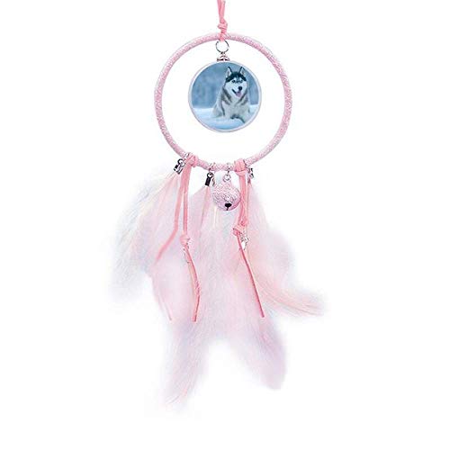 Capteur de Rêves Husky pour Sommeil Apaisé Enfant | Attrape-Rêves Chien Photo Cloche Chambre