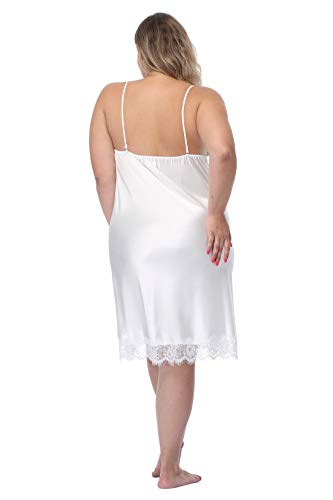 Women's Plus Size Full Slips Lace Chemise Lingeries Sexy Front Slit Negligees Silky Nightgown Sleepwear2