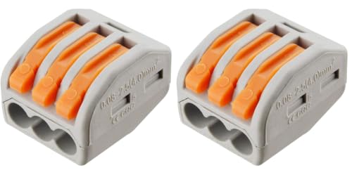 Image of 100 Pcs Lever Connectors Nuts 3 Conductor Combination Compact Wire Connectors Fast Connection Terminal 28-12 AWG Suitable for Multiple Types (Pack of 2)