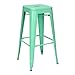 Vaukura Taburete Alto Oliix - Taburete Industrial Metálico Brillo (Verde Menta)