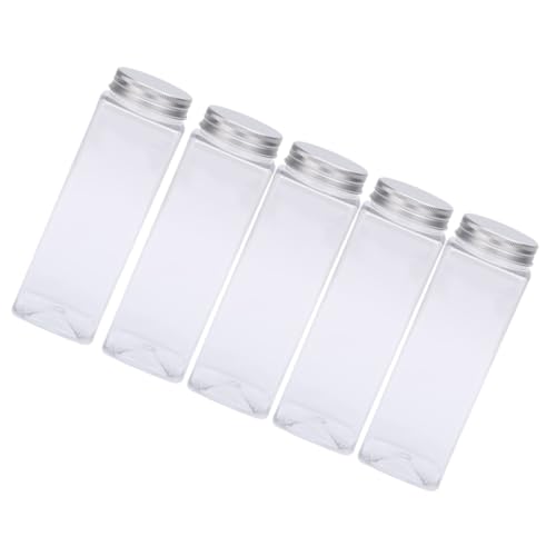 SOLUSTRE 5Pcs Pet Plastic Bottles for Water Juice Storage Disposable Juice Containers with Holeless Lids Food Grade Safe Material for Daily Use