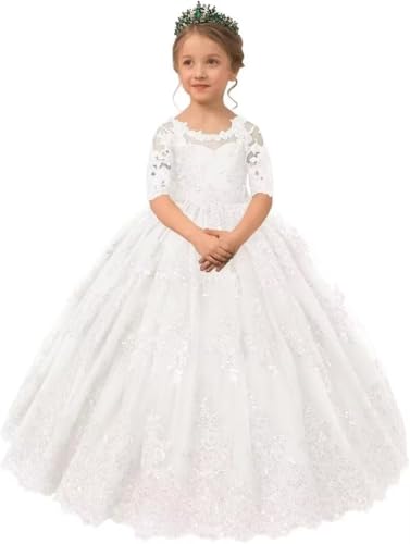 Fancy Flower Girl Dress for Wedding Appliques Ball Gown Dresses for Girls Pageant Princess Gown