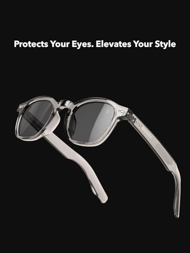 Image of MOONX Aero S2 UV Protected Roundr Sunglasses for Men & Women | Smoke Black PC Frame | Black Lens | Stylish Unisex Eyewear for Driving, Travel & Casual Outings