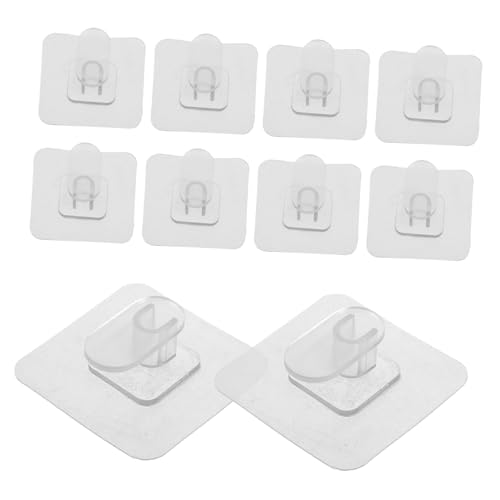 KOMBIUDA 10Pcs Heavy Duty Transparent Adhesive Wall Hooks for Bathroom and Kitchen Splashproof Self Adhesive Hooks for Towels Keys and More Hanging for Home and Office