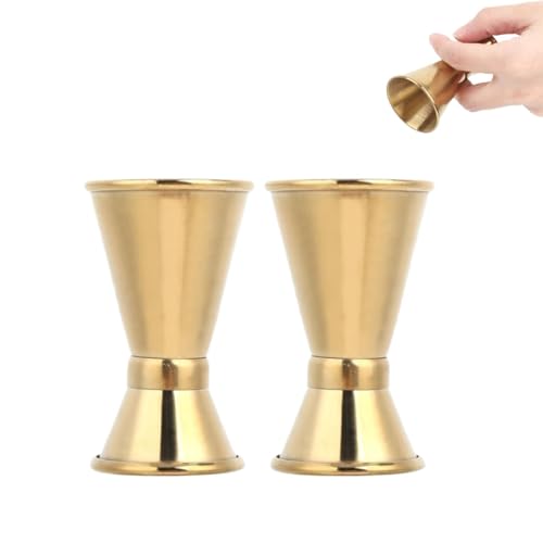 2 Stück Messbecher Cocktail, Cocktailmessbecher Gold Edelstahl Cocktail Doppelmass Skala, Cocktail Messbecher Barmaß, Cocktail Dual Spirit Measure Cup, Geeignet Getränkmessbecher Für Bars(S)