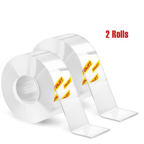 Image of AIPL Sunjet Double Sided Heavy Duty Nano Tape- Strong Adhesive,Residue-Free, Multi-Functional Reusable Gel Tape,for Home & Office Use -Washable Reusable Strong Sticky Strips Grip Tape- 3 Mtr (2 Roll)