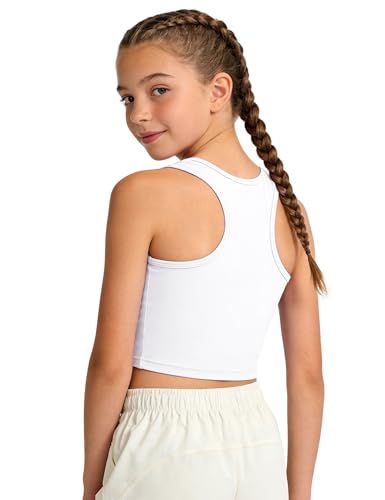 Image of HASMES Girls Athletic Tank Tops Sleeveless Basic Dance Crop Tops for Kids
