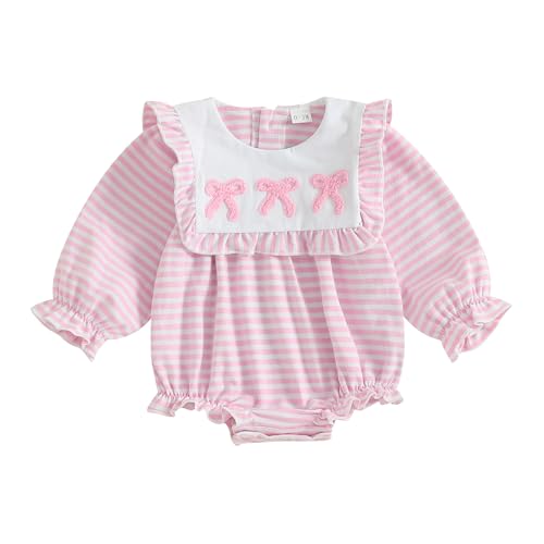 Baby Halloween Outfit Newborn Girl Pumpkin Romper Striped Ruffled Long Sleeve Bubble Jumpsuit Halloween Clothes