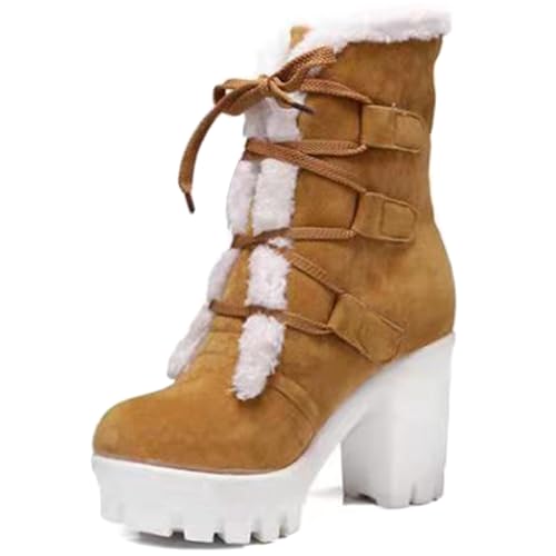 Bottes de neige femme Gicoiz hiver fourrure chaudes après-ski chunky
