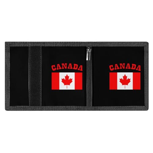 Canada Flag Canadian Maple Leaf Trifold Wallet Front Pocket with Money Credit Card Holder Slot Coin Purse for Travel Work4