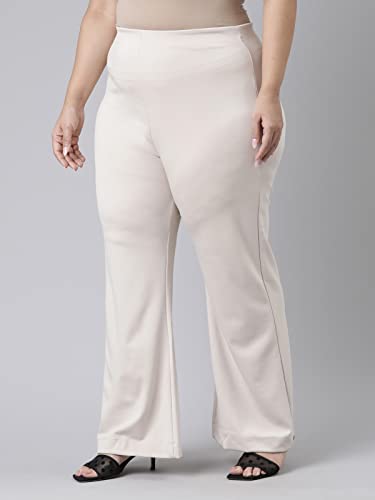 Image of GO COLORS Soft Cotton Stretch Flared Pant Full Length for Women| Breathable, High Rise