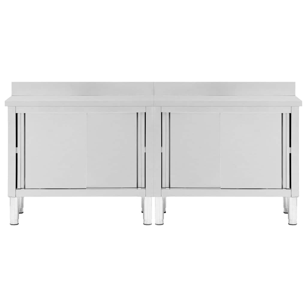 Générique Tables avec Portes coulissantes 2 pcs 200x50x(95-97) cm INOX,Entreprise & Industrie,Restauration,3055902