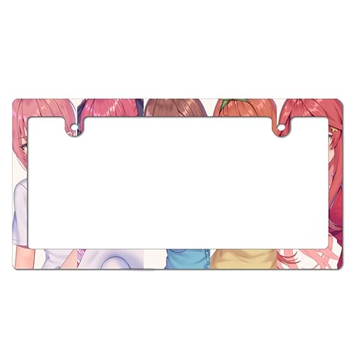 ナンバープレートフレーム 五等分の花嫁 中野一花 二乃 三玖 四葉 五月 ナンバーフレーム ナンバープレートホルダー カータグフレーム 車用 普通車 軽自動車適用 おしゃれ ナンバーカバー 装飾ボーダー タグ装飾 PC素材 車外用品 耐久性 ?り物