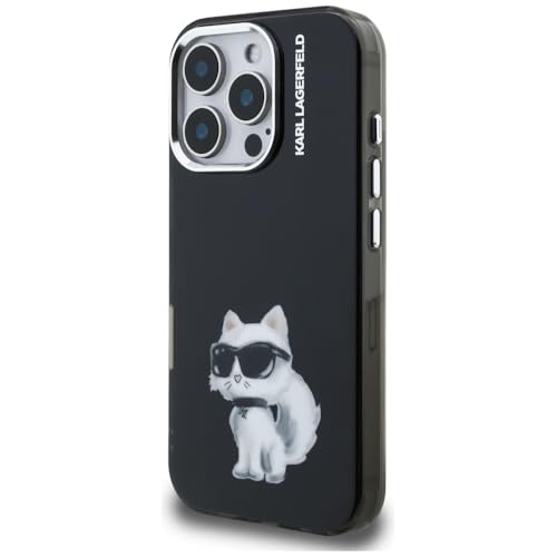 Coque iPhone 16 Pro Max Karl Lagerfeld Aquarelle Choupette noire
