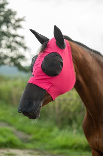 Masque anti mouches HKM Elastic avec protection du naseau Magenta XS