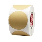 Hcode 2'' Natural Circle Price Stickers Kraft Paper Dots Labels Target Pasters Adhesive Writable Lab