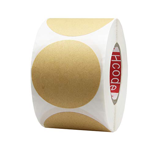 Hcode 2'' Natural Circle Price Stickers Kraft Paper Dots Labels Target Pasters Adhesive Writable Labels 500 Pieces Per Roll (2 Inches) #TOP7