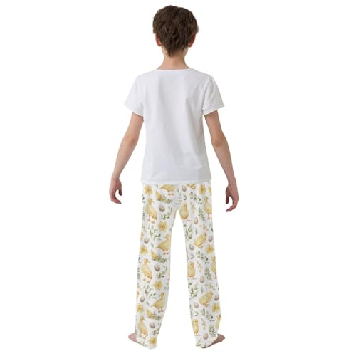 Lovely Duck and Egg Boys Long Pants Soft Trousers Elastic Waist Kids Lounge Bottoms with Pockets S-XL3