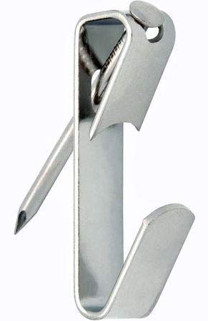 Image of Extra Heavy Duty 100 Pack of 30 LB Zinc Plated Steel Picture Hangers with Nails (100 Hangers & 100 Nails)